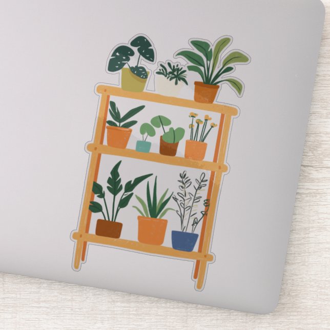 Sticker Illustration Fun Poted Houseplants (Détail)