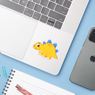 Sticker Illustration Mignonne D'Un Stegosaurus.