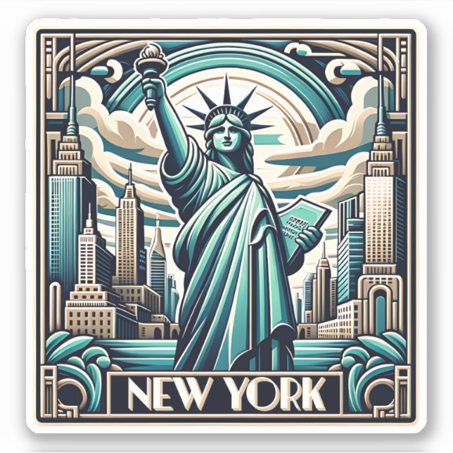 Sticker Illustration New York style Art déco (Devant)