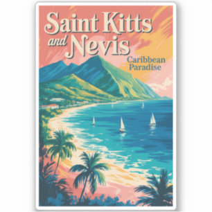 Sticker Illustration Rétro du Paysage de Saint-Christophe-