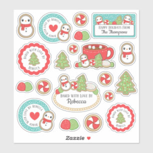 Sticker Illustration rouge et bleue mignonne de biscuit de