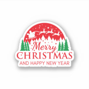 Sticker Illustration rouge verte Joyeux Noël