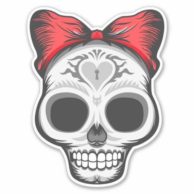 Sticker Illustration Super Girly Sugar Skull (Devant)