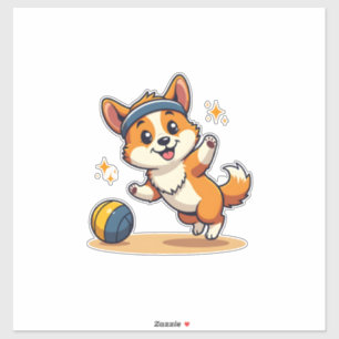 Sticker Illustration vectorielle de chien de volley-ball C