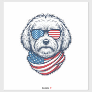 Sticker Illustration vectorielle de chien duveteux patriot