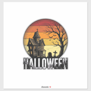 Sticker Illustration vectorielle de maison hantée Hallowee