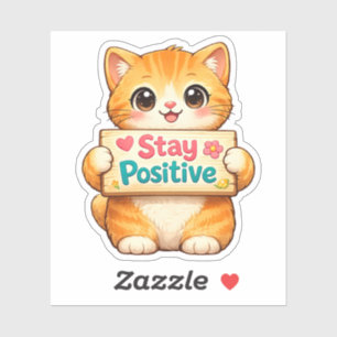 Sticker Illustration vinyle Chat Mignon Vibes Positives