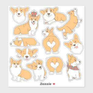 Sticker Illustrations de Chien Corgi mignonne tendance