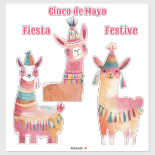 Sticker Illustrations de Lama Aquarelle Cute Cinco de Mayo
