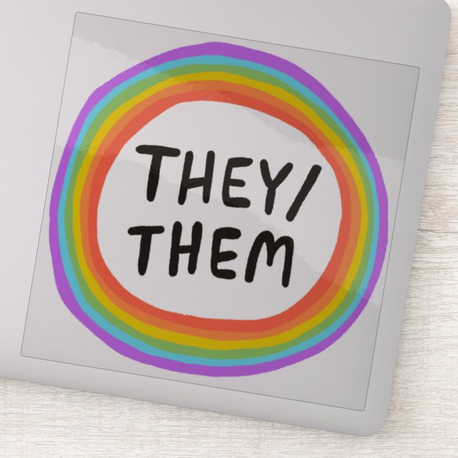 Sticker ILS/EUX Prononononouns Rainbow Circle Handletterin (Détail)