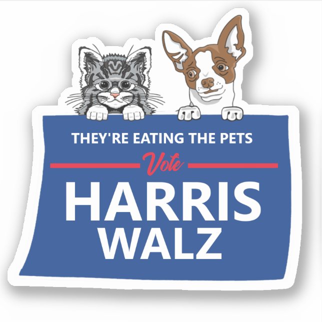 Sticker Ils mangent les animaux - Vote Harris Walz (Devant)