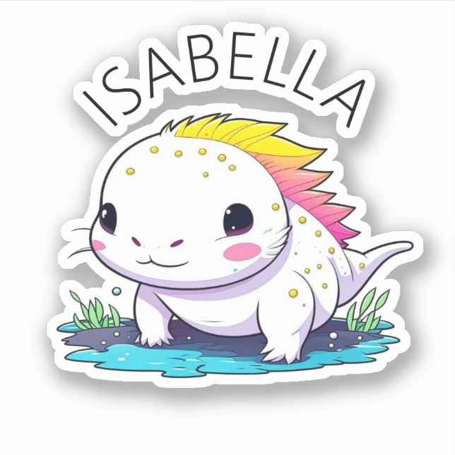 Sticker Image Cute Kawaii Axolotl Personnalisée (Devant)