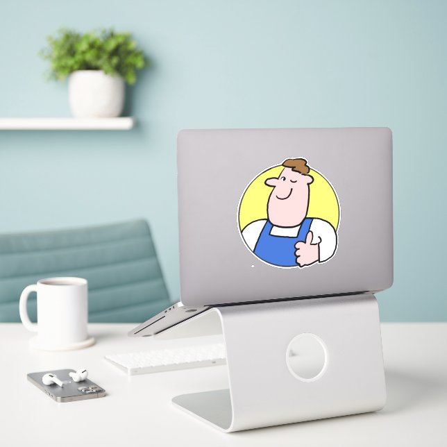 Sticker Image Handyman dans l'autocollant couleur (Ordinateur portable sur le bureau)