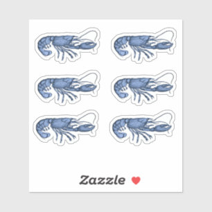 Sticker Image Rétro Vintage Homard Bleu