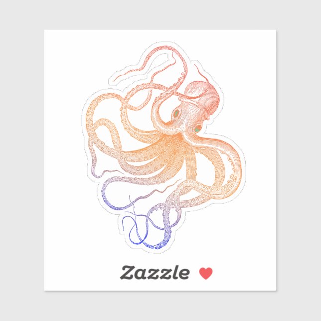 Sticker Image vintage de poulpe mûre (Feuille)