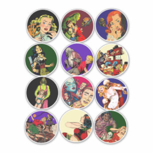 Sticker Images de cercle d'art de bande dessinée d'horreur