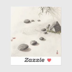 Sticker images de peinture de jardin de roche Zen minimali