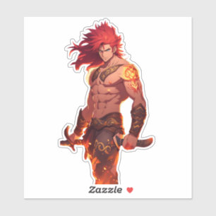 Sticker Imaginaire Anime Husbando - Cheveux rouges