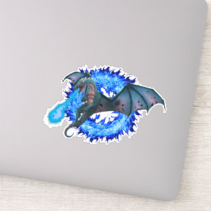 Sticker Imaginaire de dragon à flamme bleue