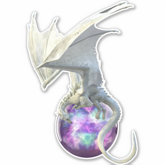Sticker Imaginaire de la sphère violet du dragon blanc de  (Devant)