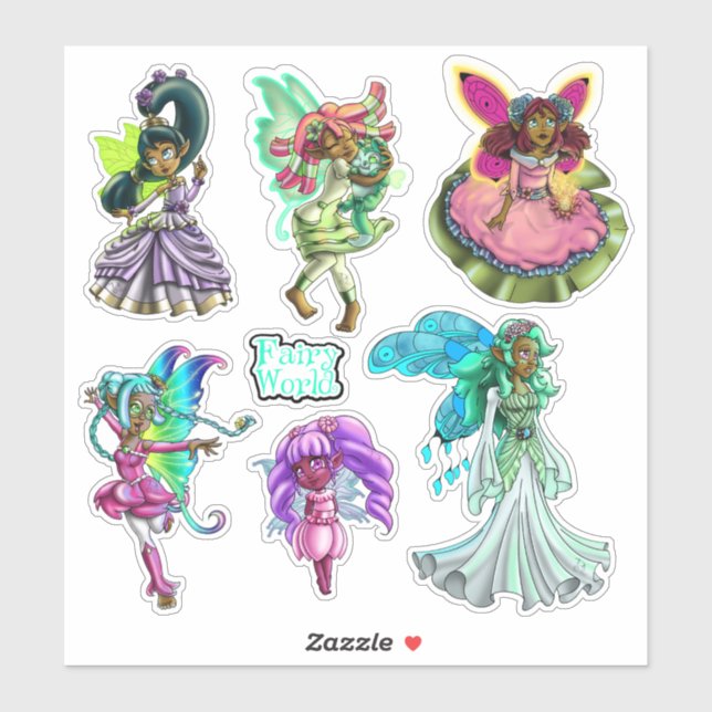 Sticker Imaginaire des fées afro-américaines (Feuille)