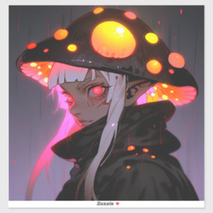 Sticker Imaginaire foncé Champignons Elf Anime Girl