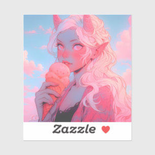 Sticker Imaginaire Soft Pink Crème de glace Anime Girl