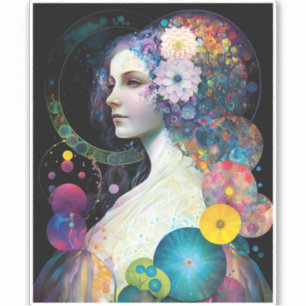 Sticker Imaginaire Surreal Cosmic femme déesse