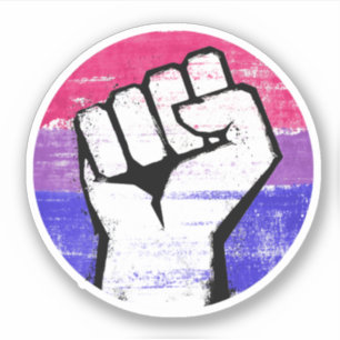 Sticker Impression de cercle de poing de fierté bisexuelle