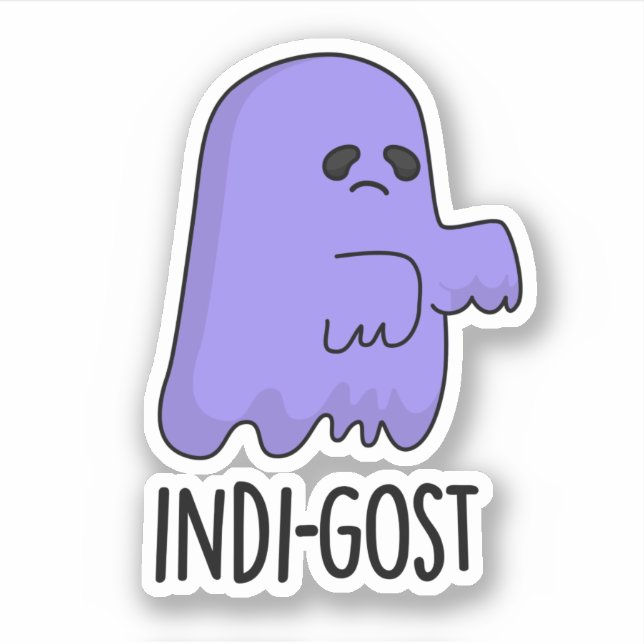 Sticker Indi-gost Funny Halloween Indigo Ghost Pun (Devant)