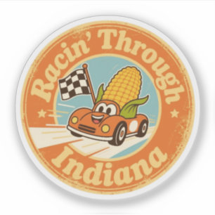 Sticker Indiana Charm_ Maïs et Drapeau à Damier Vintage