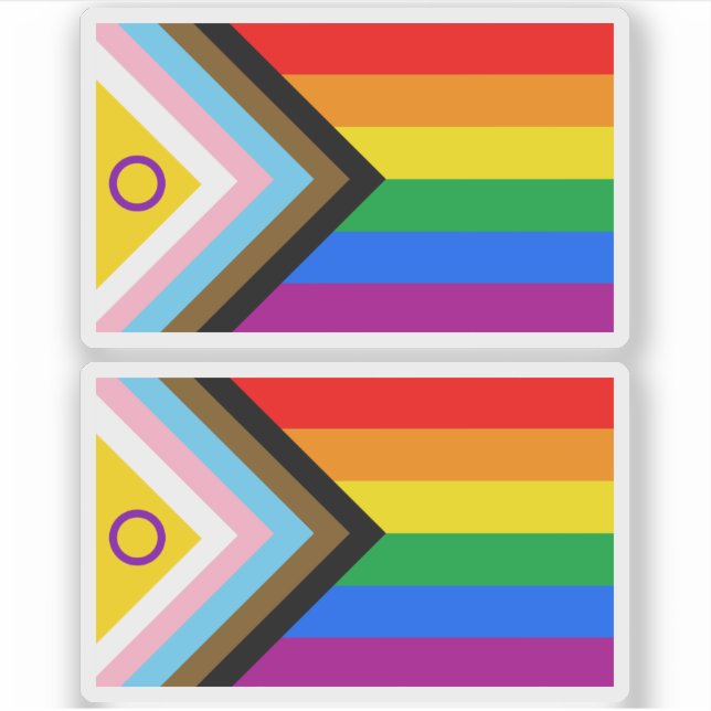 Sticker Indicateur de la fierté de progrès intersexe inclu (Devant)