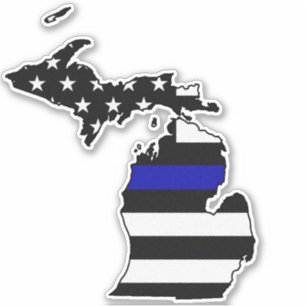 Sticker Indicateur de la ligne bleue mince Michigan