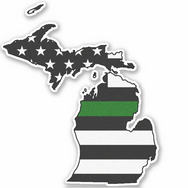 Sticker Indicateur de la ligne verte mince Michigan (Devant)