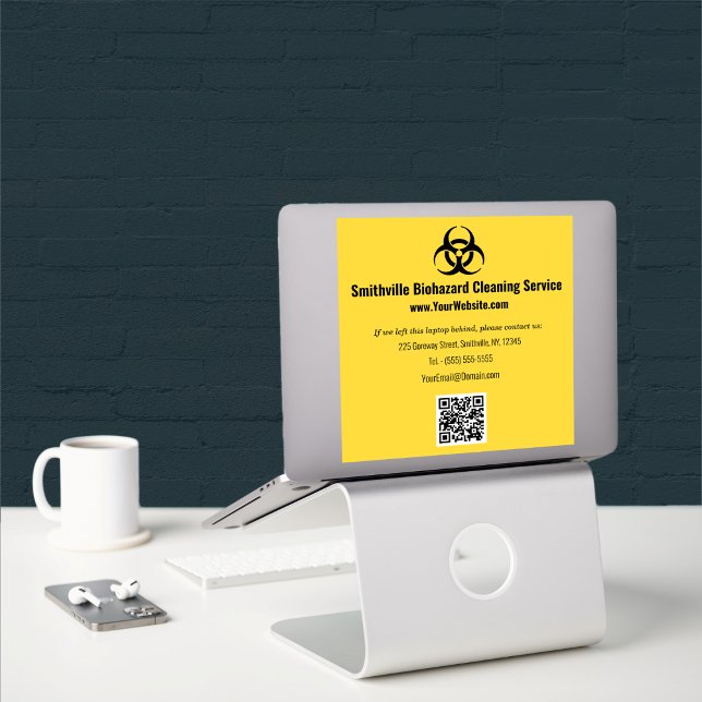 Sticker Industrie du biorisque - Noir sur un arrière - pla (Biohazard Industry - Black on a yellow background Sticker by Office Accessories Shop)