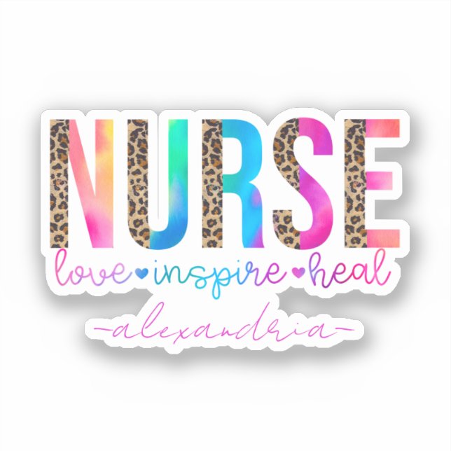 Sticker Infirmière - Amour, Inspirer, Guérir (Recto)
