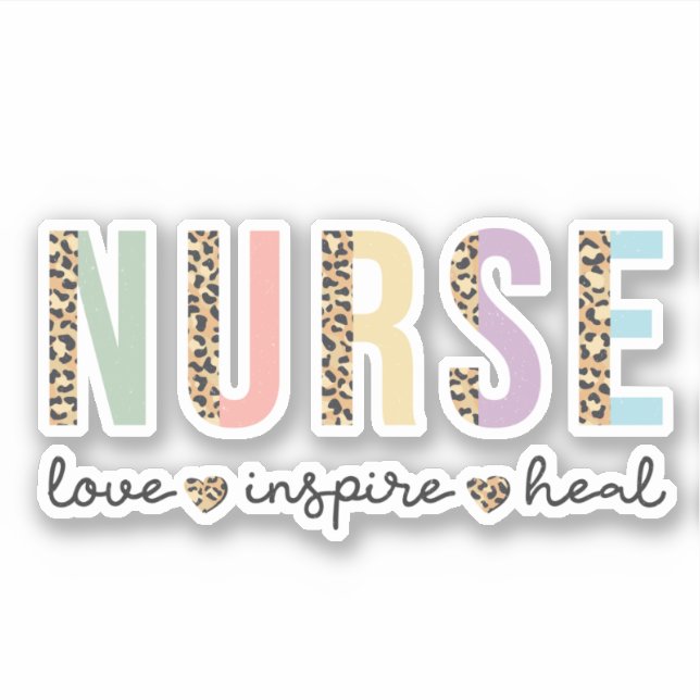 Sticker Infirmière Amour Inspirer Guérir Empreinte de léop (Devant)