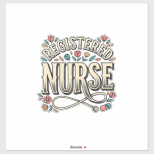 Sticker Infirmière diplômée Vintage Floral Typography T-sh