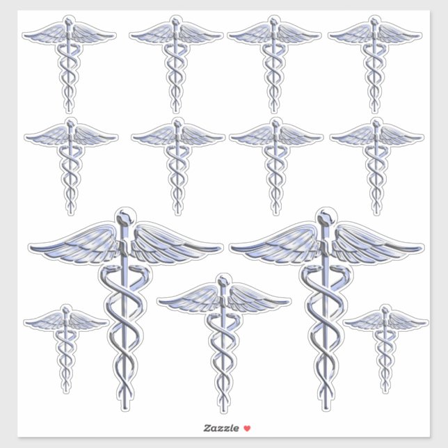 Sticker Infirmière inscrite RN Silver Caduceus (Feuille)