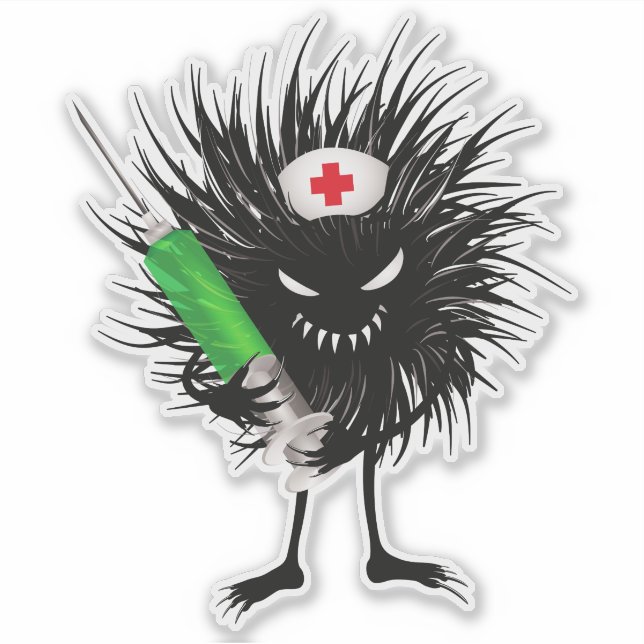 Sticker Infirmière Malsaine Drôle Avec Syringe (Devant)