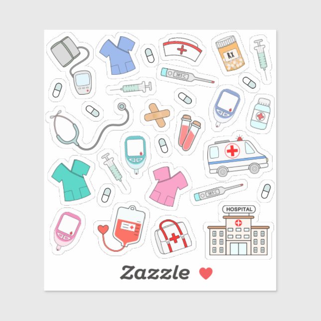Sticker Infirmière Médecin de la santé Travailleur de l'hô (Feuille)