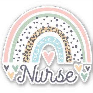 Sticker Infirmière mignonne imprimé léopard pastel bohème