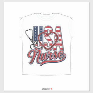 Sticker Infirmière Patriotique USA Cœur Chemise Stethoscop