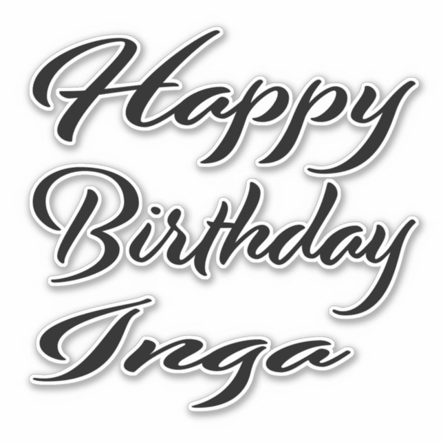 Sticker Inga Nom Prénom Anniversaire de la Broderie noire (Devant)