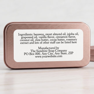 Sticker Ingredients Label for Lip Balm Tin