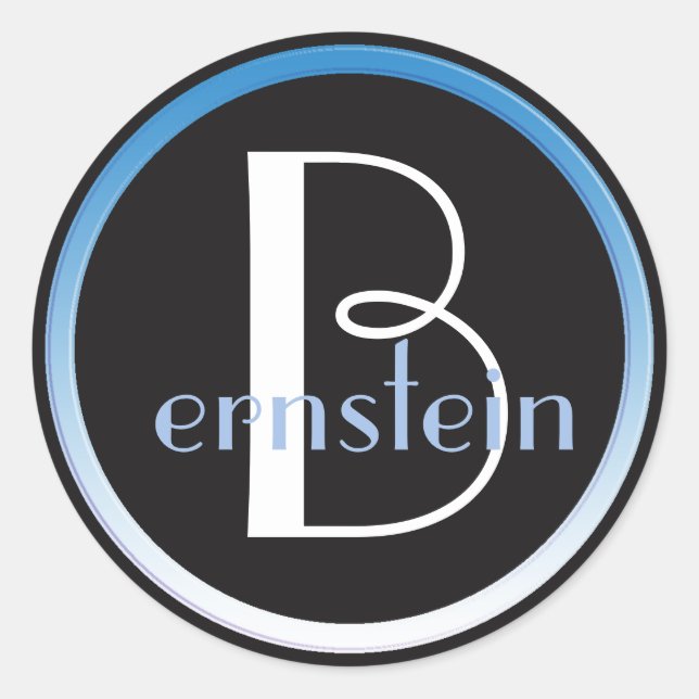 Sticker initial aux lettres bleue et blanche monog (Devant)