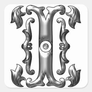 Sticker initial en argent lettre majuscule I