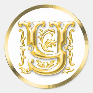 Sticker initial rond Y en or