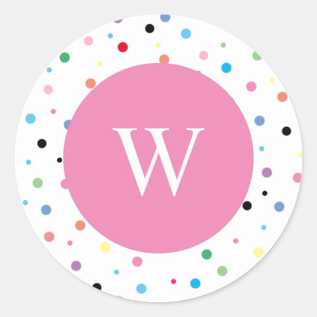 Sticker initial rose rond Monogramme (Devant)