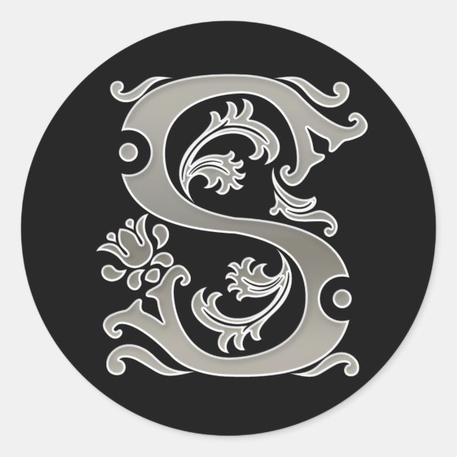 Sticker initial S rond en argent (Devant)